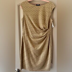 Chaps Gold Ruched Cocktail Dress